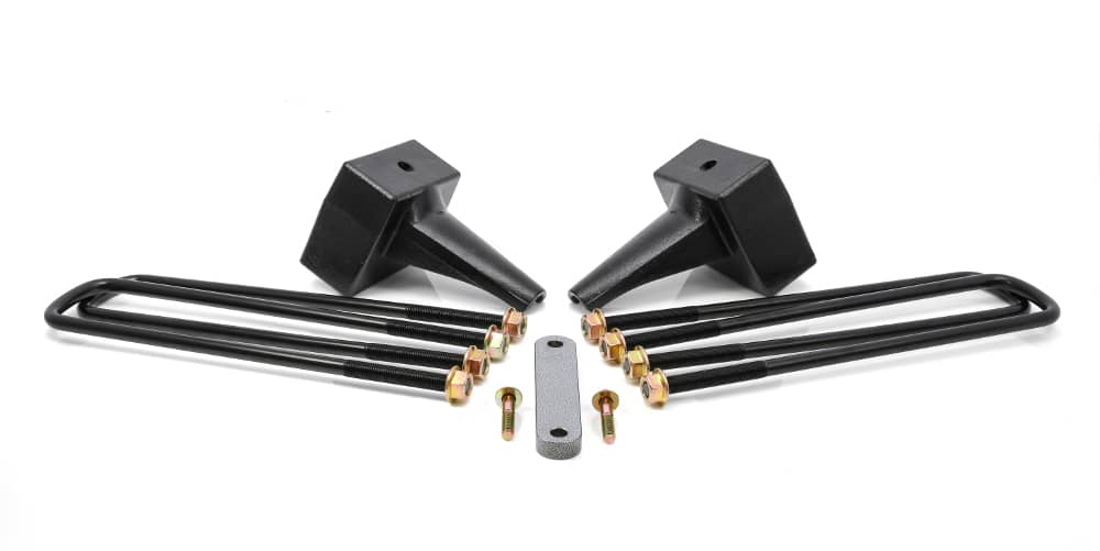 Rugged Off Road 5" Flat Rear Block Kit for 2 Piece Drive Shaft - 11-19 Super Duty Dually - Includes Carrier Bearing Spacer