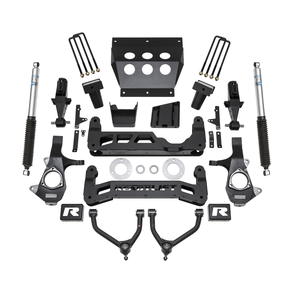 ReadyLift Suspension Lift Kit — 7" Lift — Stamped Steel Control Arms — 2014-2018 Chevrolet Silverado 1500, select trims; 2014-2018 GMC Sierra 1500, select trims (44-3472)