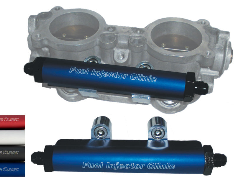Subaru STi (2004-2006) OU Legacy GT (2005-2006) Rampe d'injection "Top Feed" avec raccords d'arrivée -8 et de retour -6