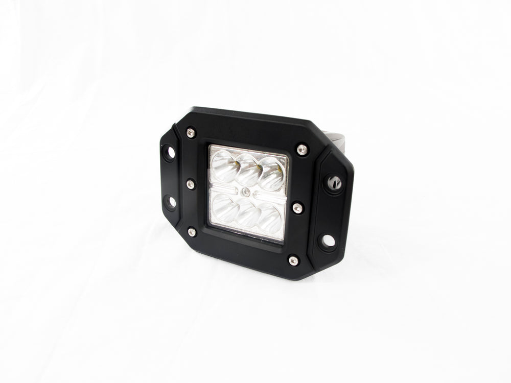 Race Sport BLACK SHELL - Flush Mountable 18Watt 6-LED High-Powered 3x3 LED Spot Light with White L.E.D.
