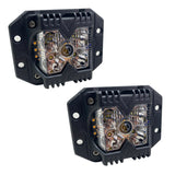 40-Watt LED Auxiliary Flush Mount Light with Amber Side Strobe - Profession Grade with Clear Lens - Sold in Pairs - Race
