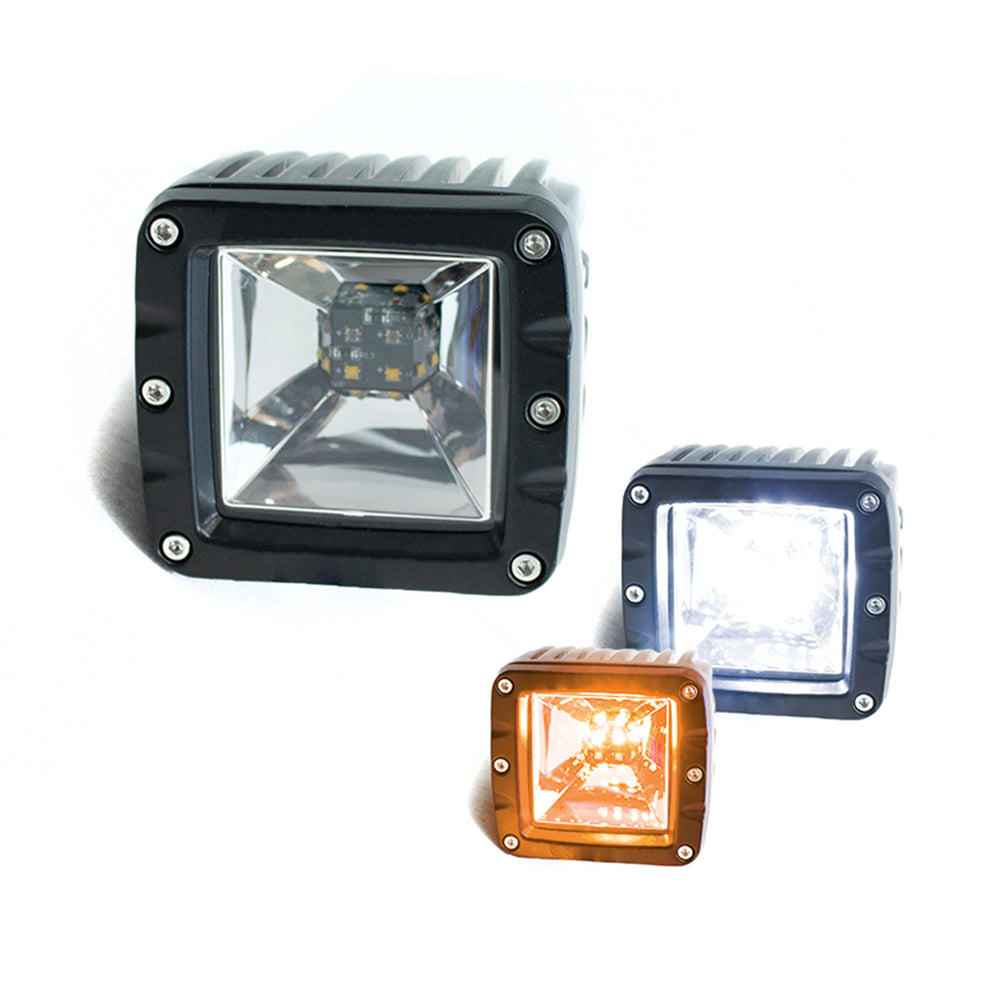 Race Sport Lighting 2-Function LED Cube style Forward light - White/Amber - White Hi-Power Fog / Amber Turn Signal