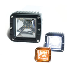 Race Sport Lighting 2-Function LED Cube style Forward light - White/Amber - White Hi-Power Fog / Amber Turn Signal