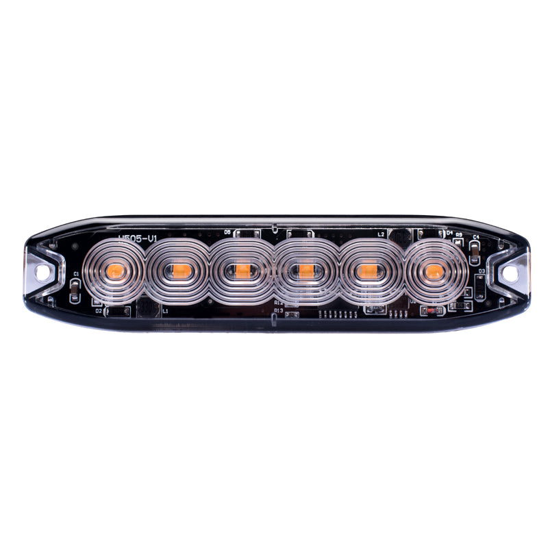 Race Sport WHITE-AMBER Strobe Pro Series 6-LED Ultra thin style marker strobes with stylish clear lens face - Self Strobing pattern settings