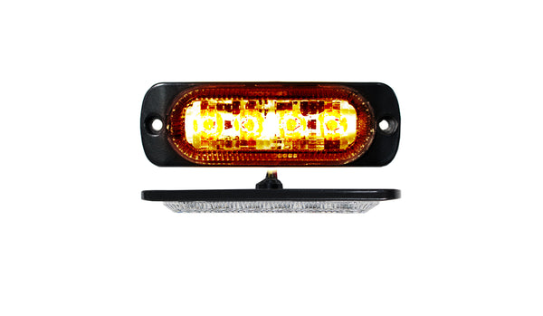 Race Sport 4-LED Ultra Slim Flush Mount 19-Flash Pattern Marker Strobe Light (Amber)