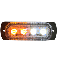 Race Sport Switching 4-LED Ultra Slim Flush Mount 19-Flash Pattern Marker Strobe Light (White/Amber)