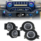 Chasing Version - 2018+ Jeep JL 9 inch Adapted Headlight and 4 inch Foglight ColorSMART Combo Complete RGB Multi-Color k