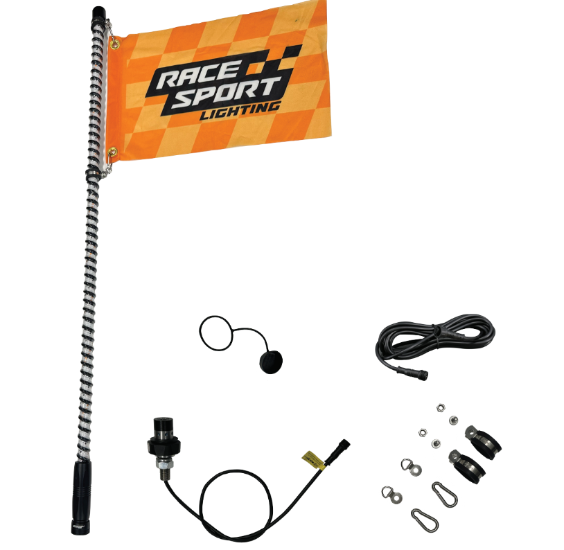 Race Sport ColorTRAIL 4ft Offroad LED RGBW LED Whip with Impact Protection Ribs - 1007847