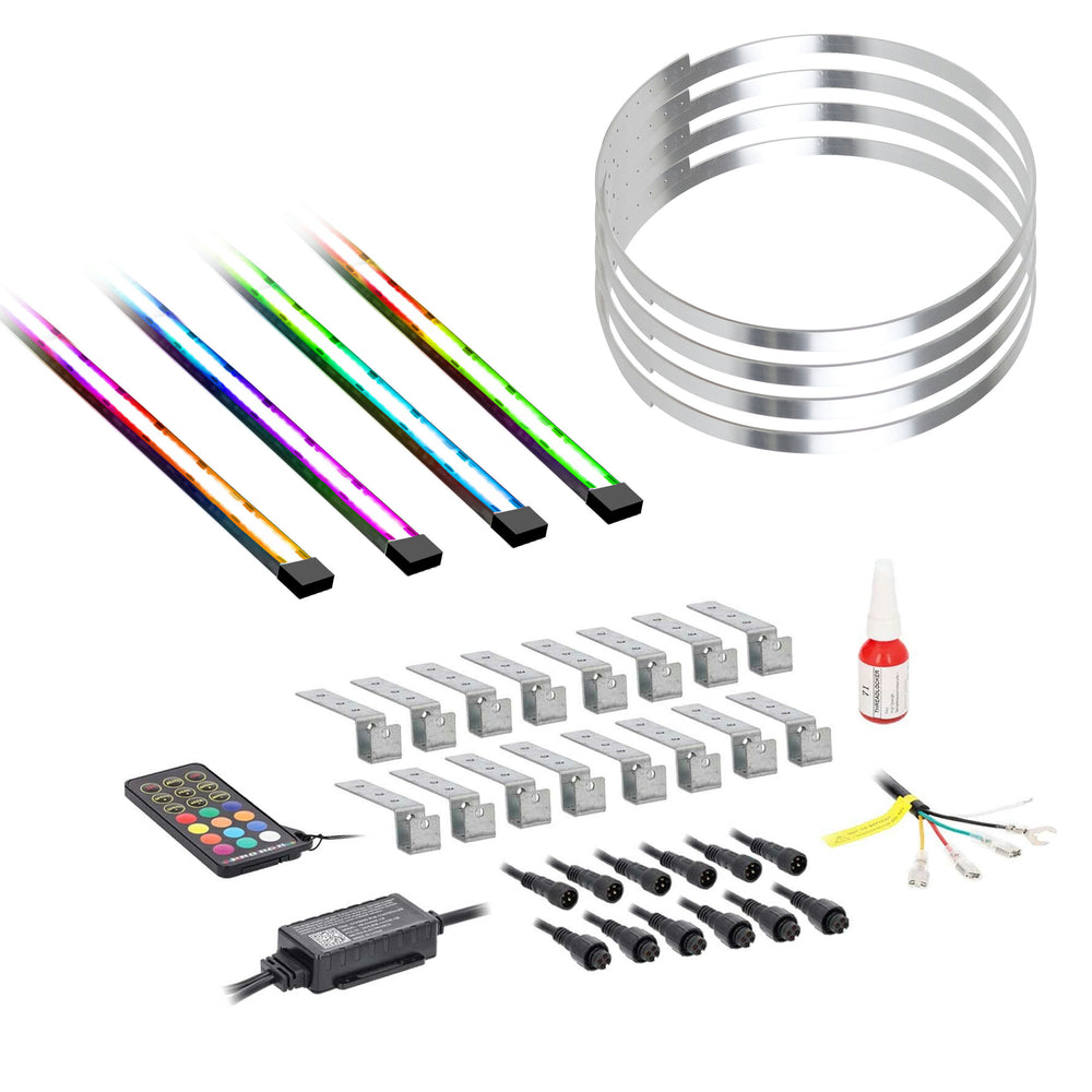 Race Sport ColorTRAIL 14-18inch Adjustable RGBW Multi-Color LED Wheel Light Kits - 1007844