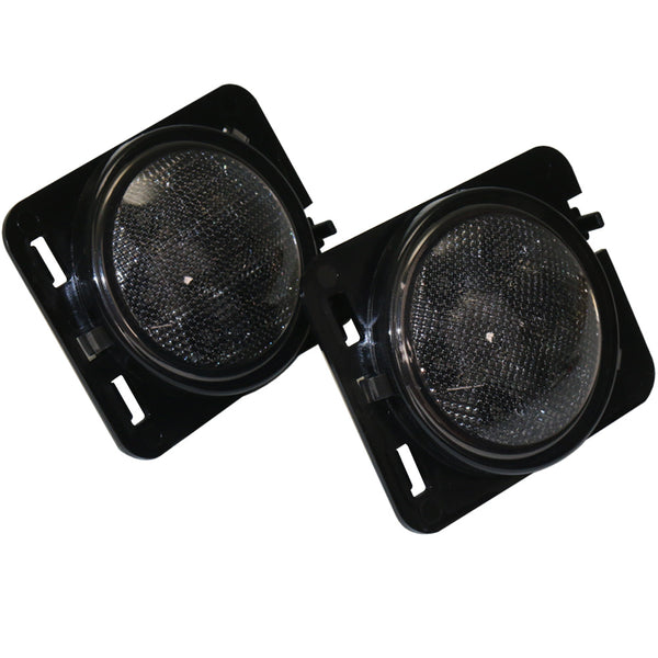 Race Sport 2007-2017 Jeep Wrangler AMBER color Front Side Marker LEDs with black smoked lens (Pair) 4-Watt 80 Lumens