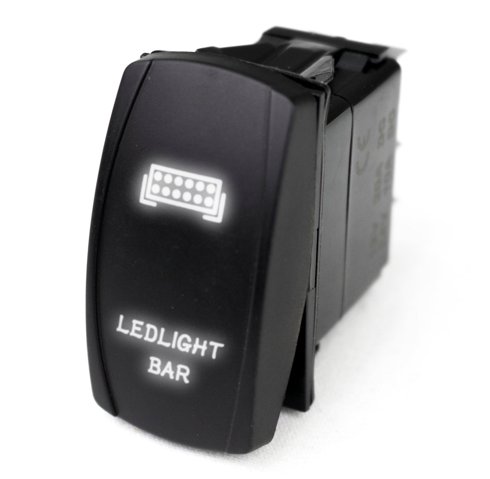 Race Sport LED Rocker Switch w/ White LED Radiance (LED Light Bar) — Blue