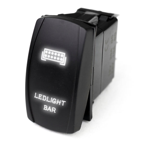 Race Sport LED Rocker Switch w/ White LED Radiance (LED Light Bar) — Blue