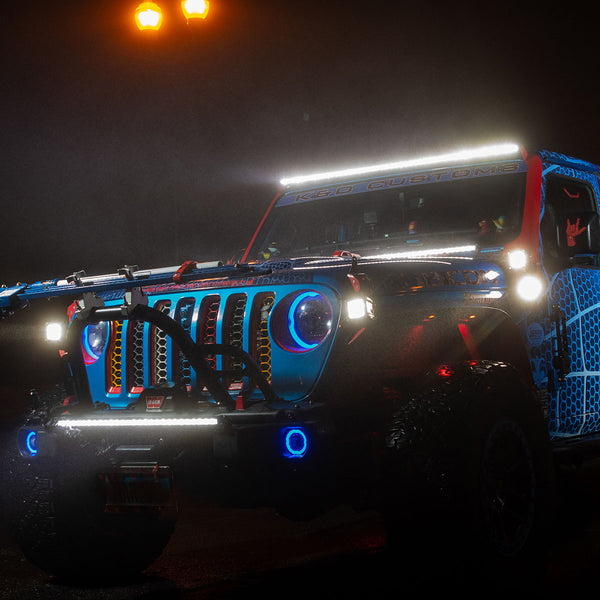 Race Sport 20in 5w LoPro Ultra Slim LED Light Bar with Amber Marker - Running Light Function 90w - Includes Rocker Switch Harness
