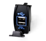 LED Rocker Switch 2-Port USB Charge Panel w/ Blue Radiance