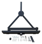 Black Textured Steel Rear Bumper w/ Tire Carrier & Receiver for Jeep TJ & YJ