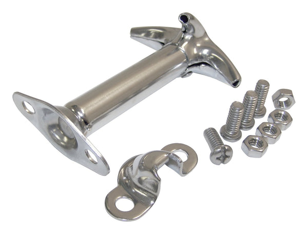 RT Offroad Stainless L or R Hood Catch Kit for 1941-1995 Jeep MB, CJs & YJ Wrangler