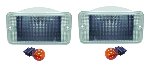 RT Offroad Clear Park & Turn Signal Lamp Set for Jeep TJ Wrangler Clear Lamps, Amber Bulbs