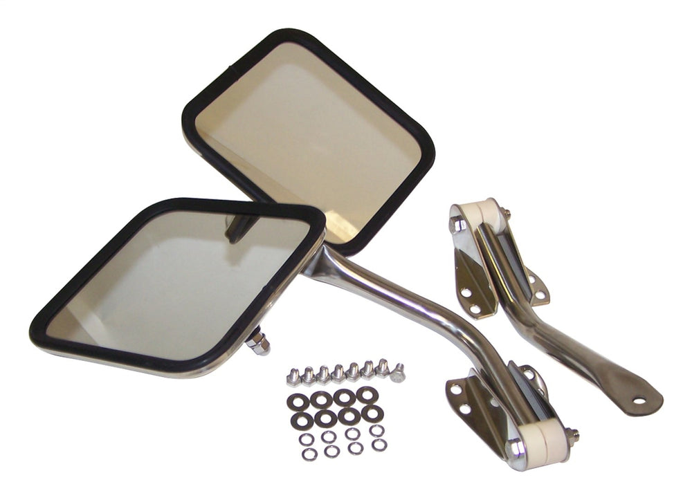 RT Offroad Polished Stainless Steel Mirror Kit for 55-95 Jeep CJs, YJ Wrangler L & R