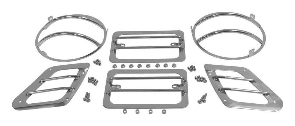 RT Offroad Six Piece Stainless Steel Headlight / Tail Light Guard Set for Jeep TJ Wrangler