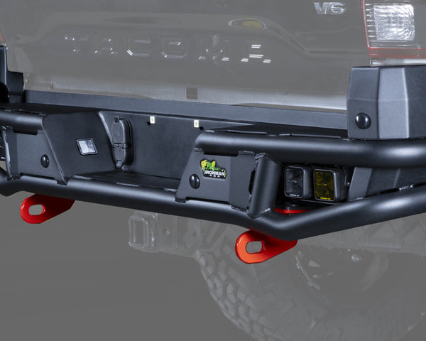 Ironman 4x4 - Raid Rear Bumper Kit - 40W Flood Amber Lights - 20W Flood Amber Lights for Toyota Tacoma (2016-2023) - RTB072K-8BFA2BFA