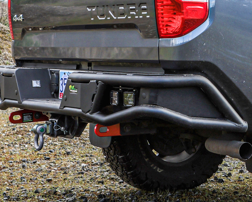 Ironman 4x4 - Raid Rear Bumper Kit - 40W Flood Clear Lights - 20W Flood Amber Lights for Toyota Tundra (2014-2021) (RTB073K-8BF2BFA)