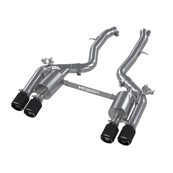 MBRP 3in. Resonator-Back. Dual Rear Quad Outlet. T304. CF. Active