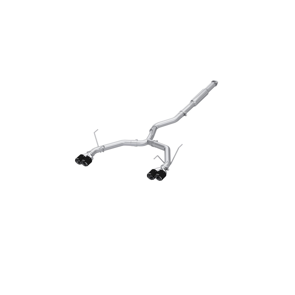 MBRP 3in. Cat-Back. Dual Split Rear Exit. Quad Outlet. Race Version. T304. CF Tips