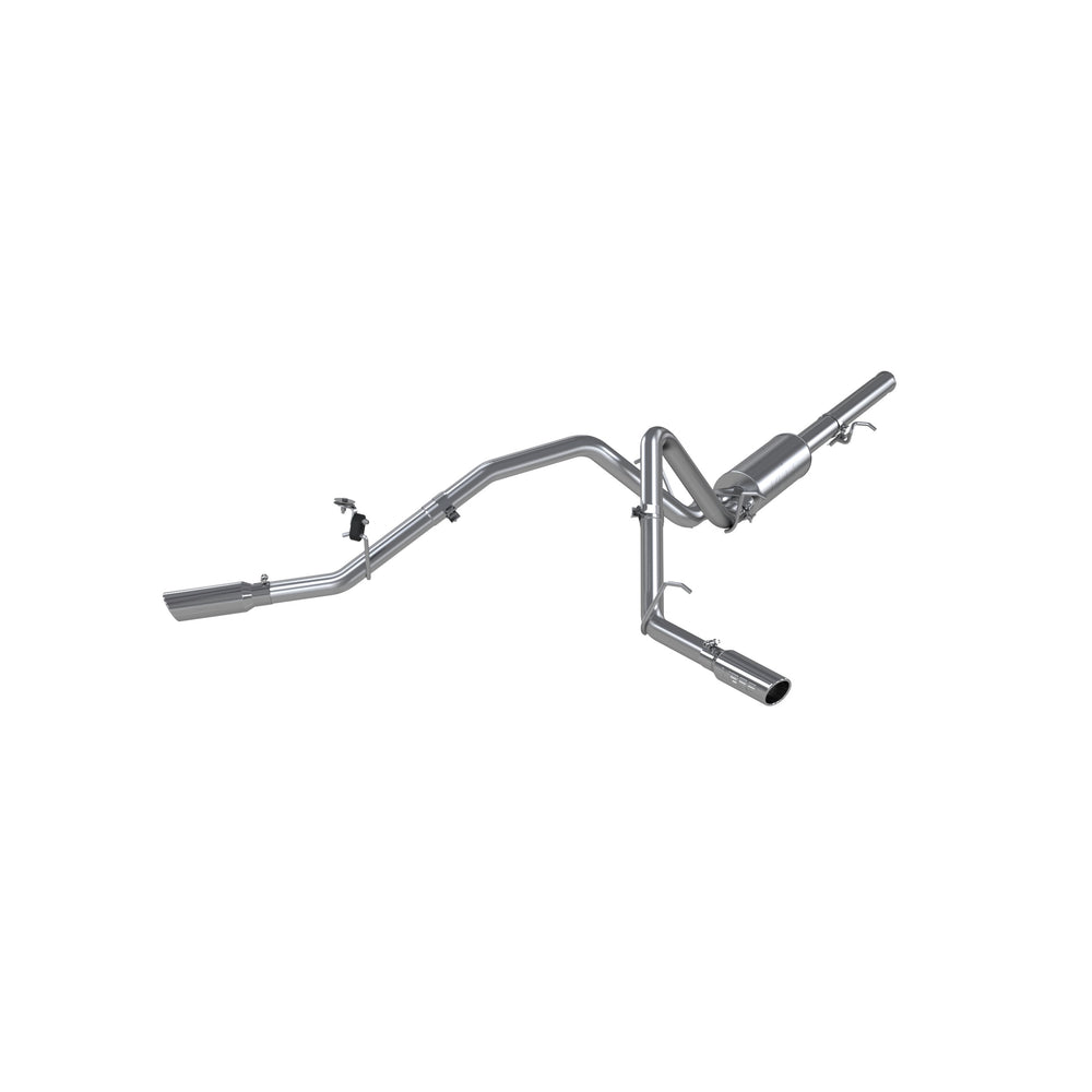 MBRP 3in. Cat-Back. 2.5in. Dual Split Side Exit. T409 — 2009-2013 Chevrolet Silverado 1500 / Silverado 1500 Hybrid, GMC Sierra 1500 / Sierra 1500 Hybrid, select trims (S5056409)