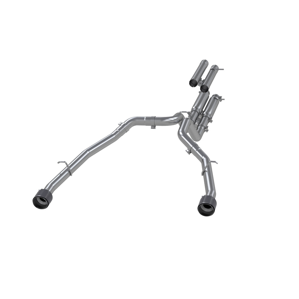 MBRP 3in. Cat-Back. Dual Split Rear Exit. Race Version. T304. CF Tips. — 2021-2024 Ram 1500, select trims