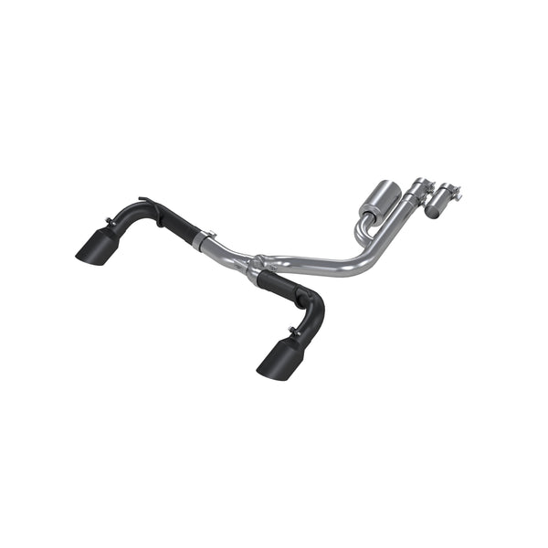 MBRP 2.5in. Resonator-Back. Dual Split Rear Exit. BLK — 2021-2024 Ford Bronco, select trims
