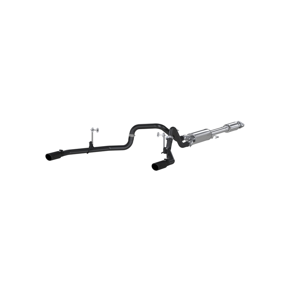 MBRP 3in. Cat-Back. 2.5in. Dual Split Rear Exit. BLK — 2015-2020 Ford F-150, select trims (S5258BLK)