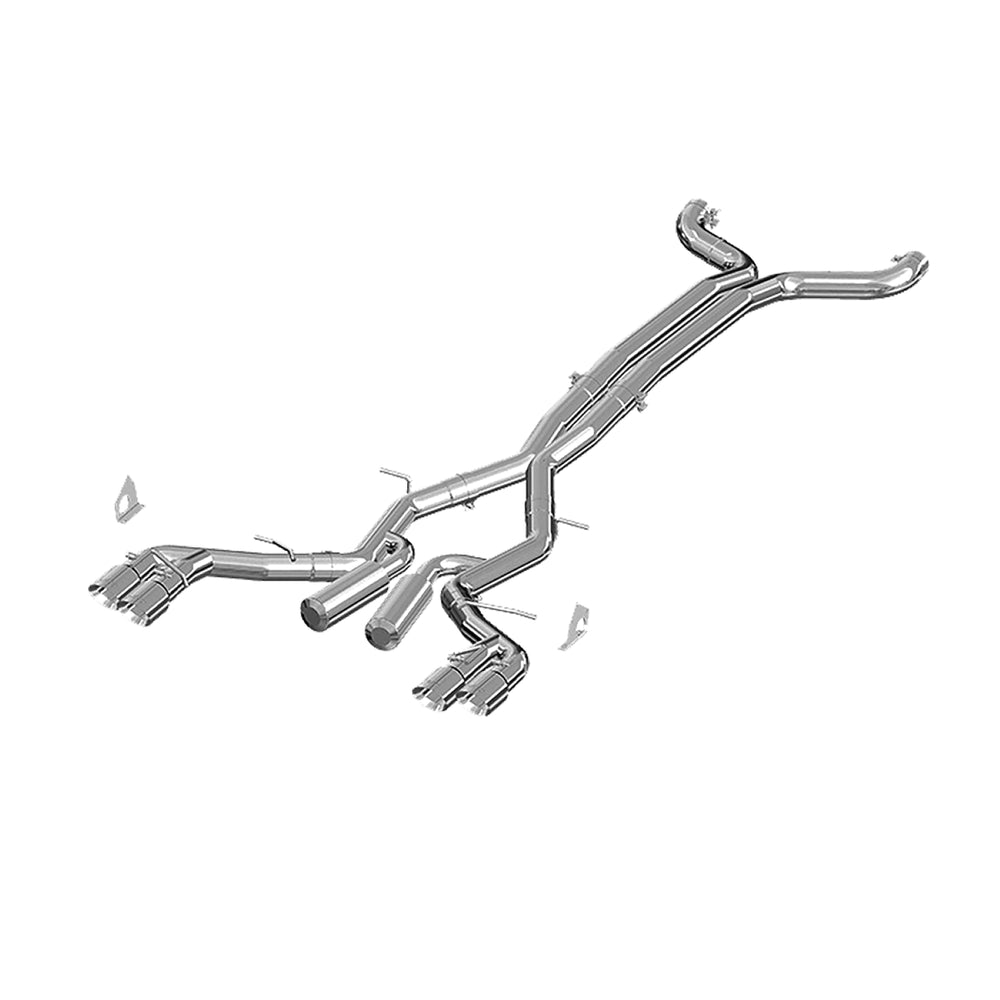 MBRP 3in. Cat-Back. Dual Rear Exit. Quad Tip. Race. AL
