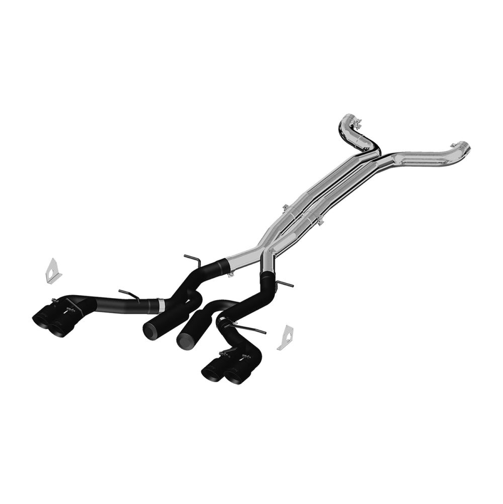 MBRP 3in. Cat-Back. Dual Rear Exit. Quad Tip. Race. BLK