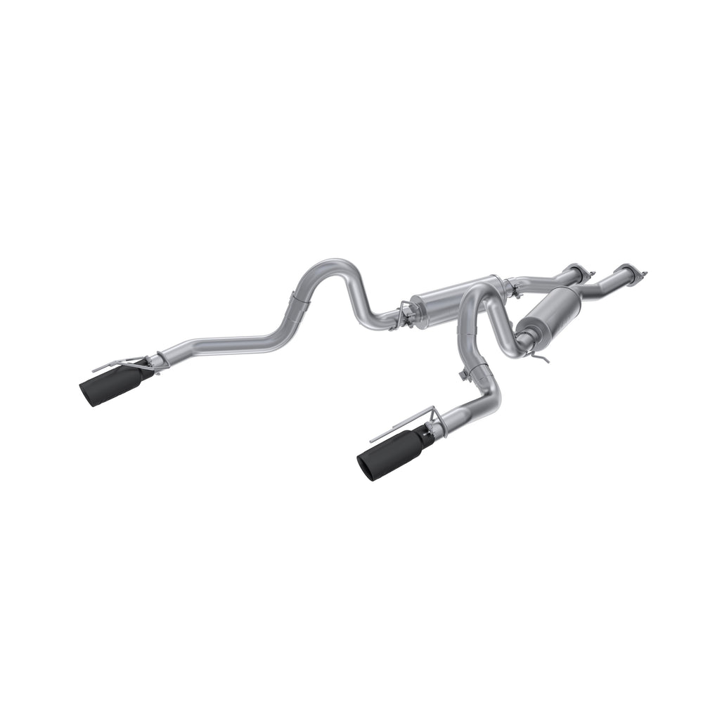 MBRP 2.5in. Cat-Back. Dual Rear Exit. AL. BLK Tips — 1999-2004 Ford Mustang, select trims