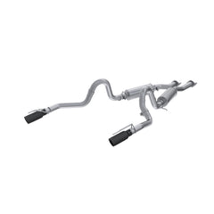 MBRP 2.5in. Cat-Back. Dual Rear Exit. AL. BLK Tips — 1999-2004 Ford Mustang, select trims