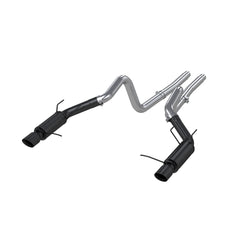 MBRP 3in. Cat-Back. Dual Split Rear Exit. Race Version. BLK — 2011-2014 Ford Mustang, select trims (S7264BLK)