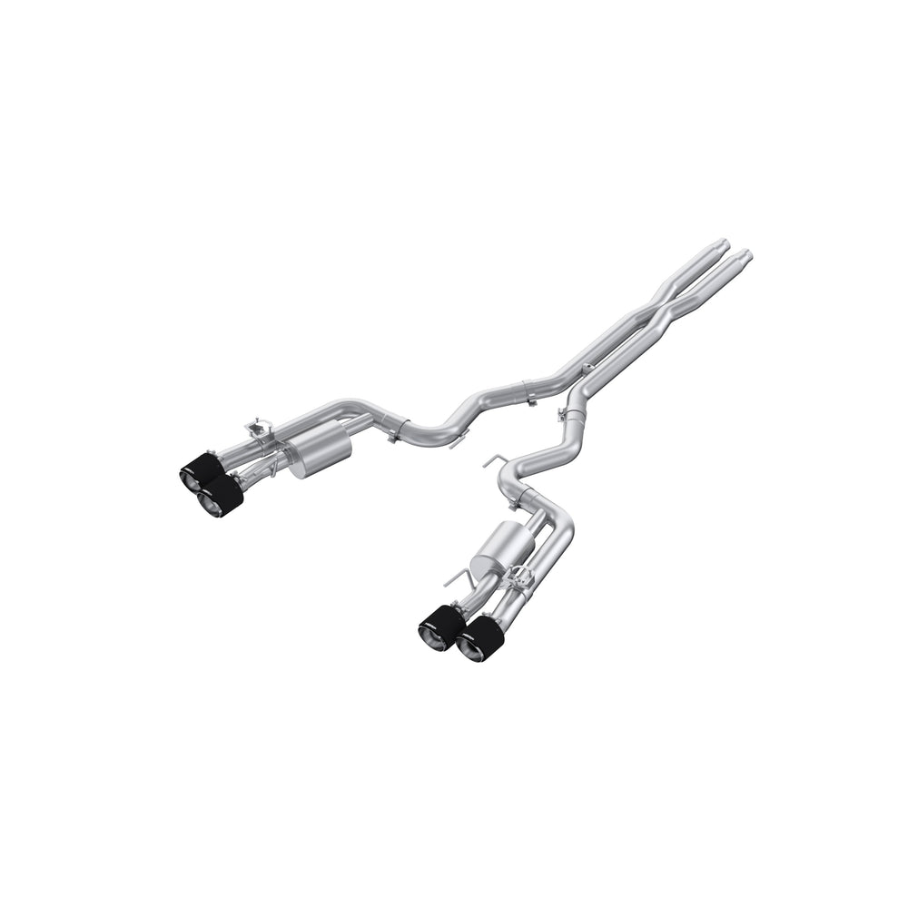 MBRP 3in Cat-Back, Quad Rear Exit,T304, Quad CF Tips, Active Exhaust. — 2024-2026 Ford Mustang, select trims