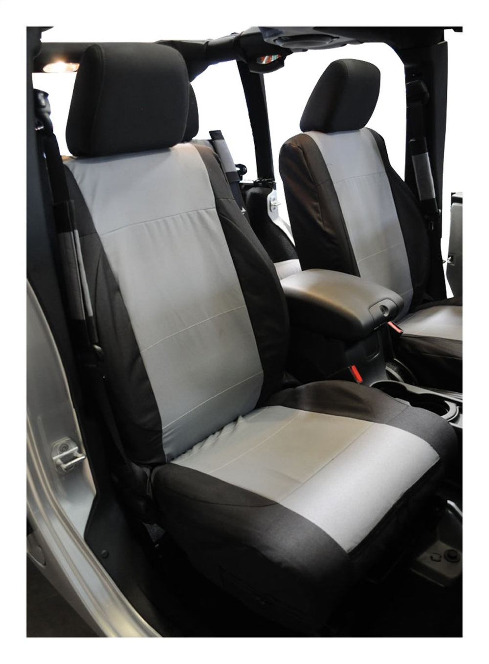RT Offroad Front Polycanvas Seat Covers, Black/Gray for 2007-2010 Jeep JK Wrangler