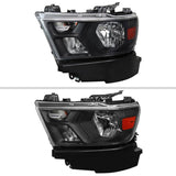 LEFT OE HALOGEN HEADLIGHT BLACK HOUSING CLEAR LENS AMBER REFLECTOR ; 19-26 RAM 1500
