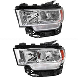 LEFT OE HALOGEN HEADLIGHT CHROME HOUSING CLEAR LENS AMBER REFLECTOR ; 19-26 RAM 2500/3500
