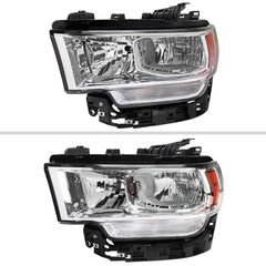Spec-D Tuning Left OE Halogen Headlight Chrome Housing Clear Lens Amber Reflector - 19-26 Ram 2500/3500