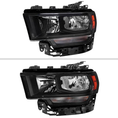 Spec-D Tuning Left OE Halogen Headlight Black Housing Clear Lens Amber Reflector - 19-26 Ram 2500/3500