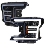 SPEC-D LED C-BAR GLOSSY BLACK HOUSING/SMOKED LENS PROJECTOR HEADLIGHTS ; 18-20 F150