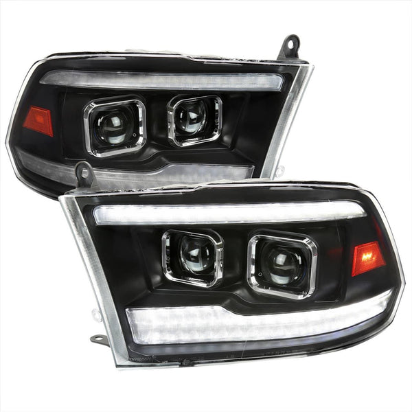 Spec-D Black Projector Headlights with Clear Lens - 09-18 Ram 1500