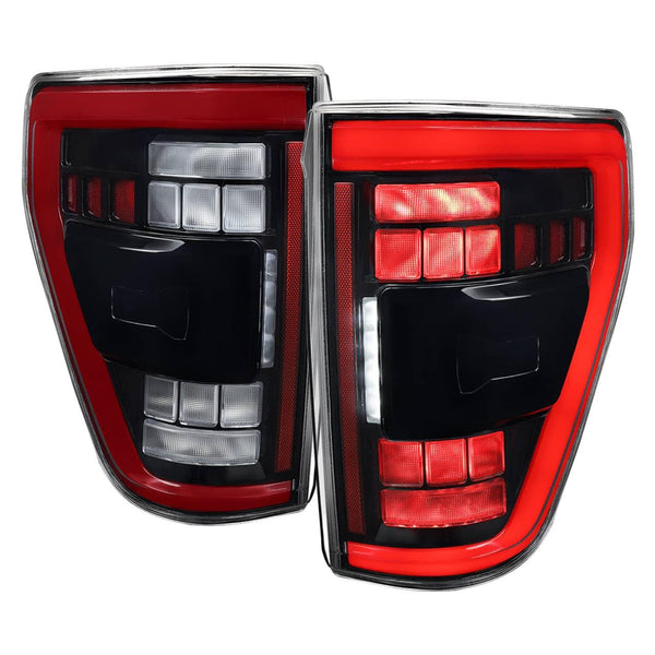 Spec-D Clear Full LED Taillights with Switchback Sequential Turn Signals - 21-23 F150 (EXCLU (SPD-LT-F15021BKLED-SQ-RS)