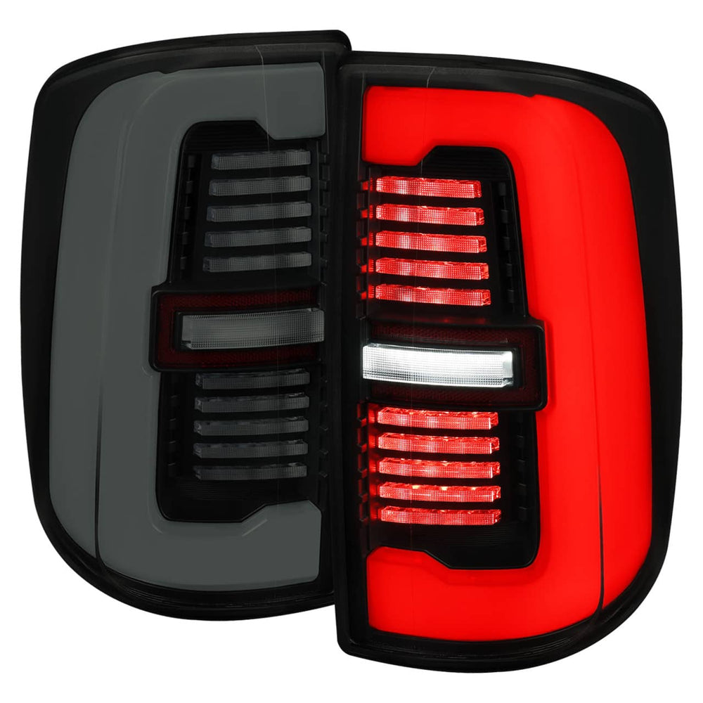 Spec-D LED Sequential Signal Glossy Black Housing / Dark Smoked Lens Tail Lights - 19-24 Ram 2500/3500