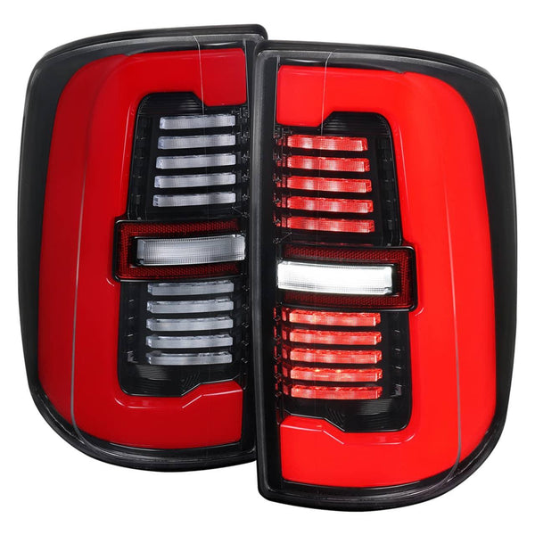 Spec-D LED Sequential Signal Jet Black Housing / Clear Lens Tail Lights - 19-24 Ram 2500/3500 (SPD-LT-RAM1925BKLD-SQ-RS)