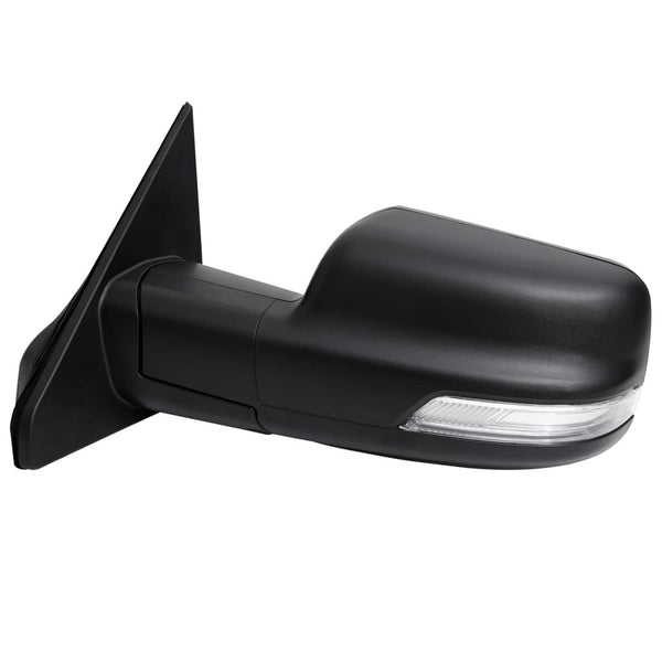 Spec-D Tuning Driver Side Power Heated Black Towing Mirror Manual Folding with Blind Spot Detection LED Signal and LED Puddle Lights | 19-24 Ram 1500