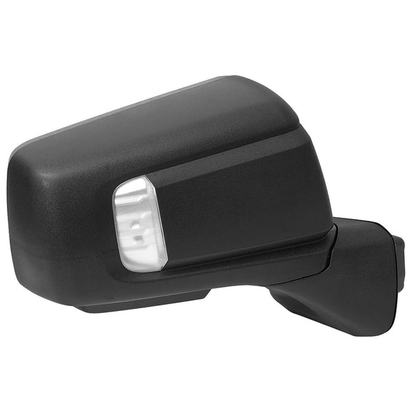 Spec-D Tuning Passenger Side Power Heated Black Towing Mirror with Auto-Fold Blind Spot Detection and LED Auxilary and Puddle Lights - 19-25 Silverado 1500