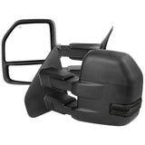POWER HEATED BLACK MANUAL EXTENDABLE TOWING MIRROR WITH SMOKED LENS LED TURN SIGNALS & PUDDLE LIGHTS; 07-14 F150/ 97-99 